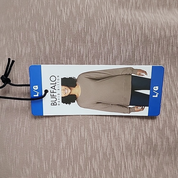 NWT Buffalo David Bitton Taupe Crew Neck Long Sleeves Top 100% Cotton Size L - Picture 4 of 9